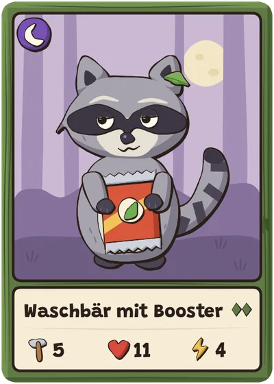 Karte Waschbär mit Booster, Ungewöhnlich