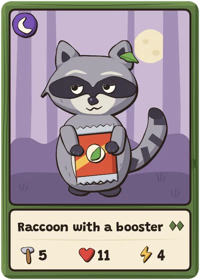 Card Raccoon with a booster, Uncommon