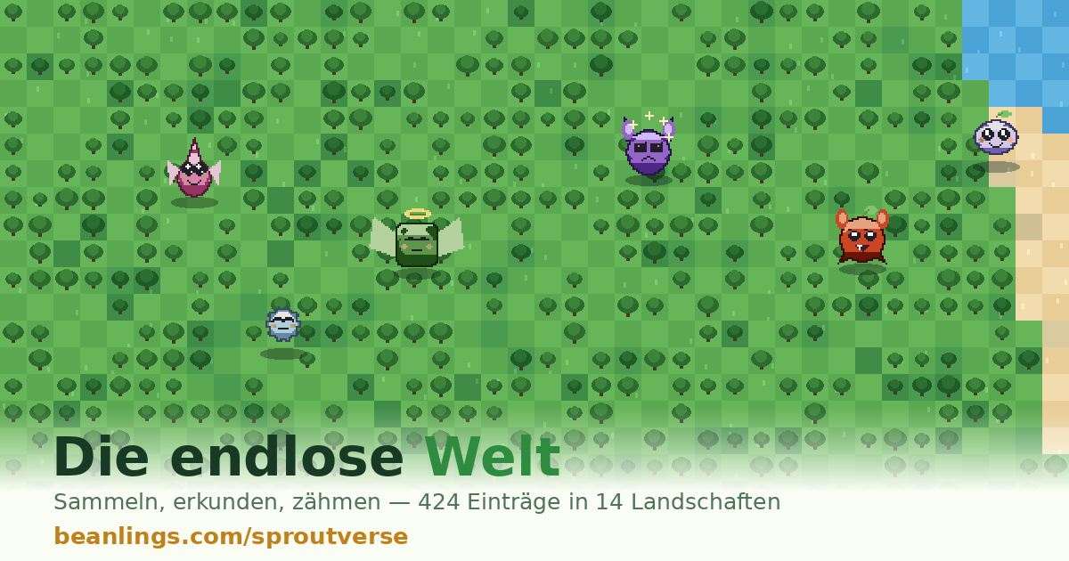Pixel-Waldlandschaft mit mehreren Beanlings