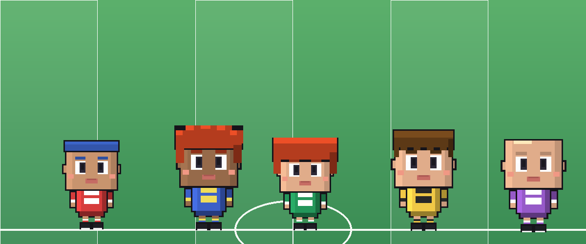 Beanlings Kickoff — Pixel-Spieler auf dem Platz